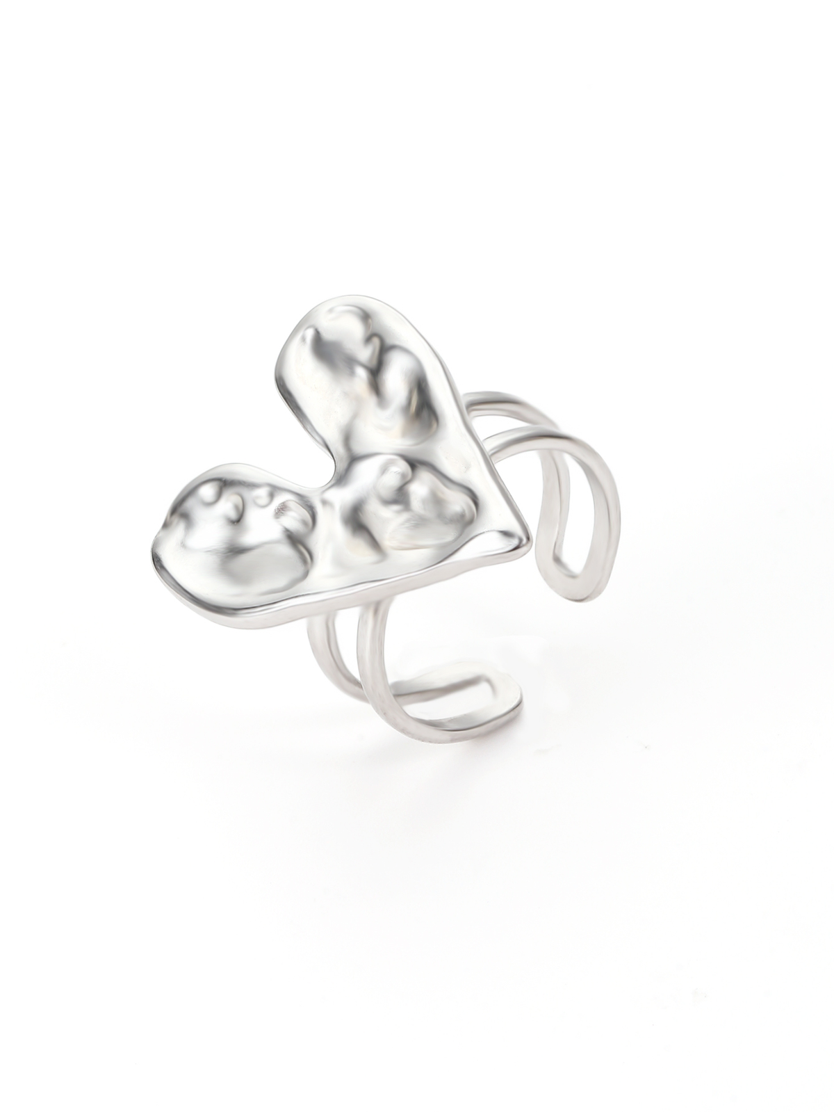Bague cœur argentée
