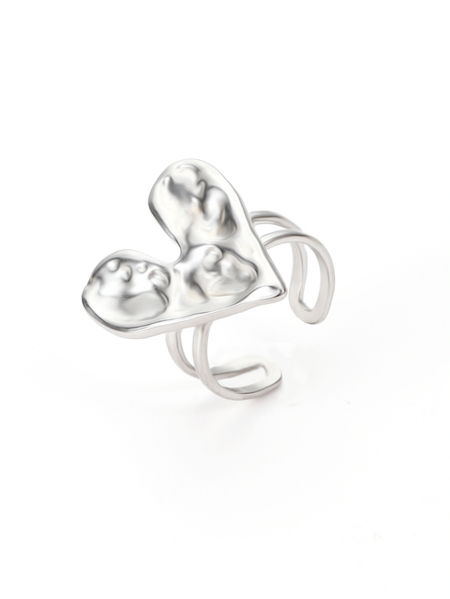 Bague cœur argentée