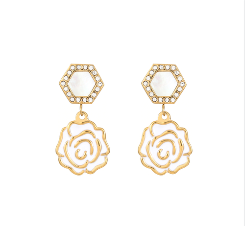 Boucles d'oreilles rose ajourée