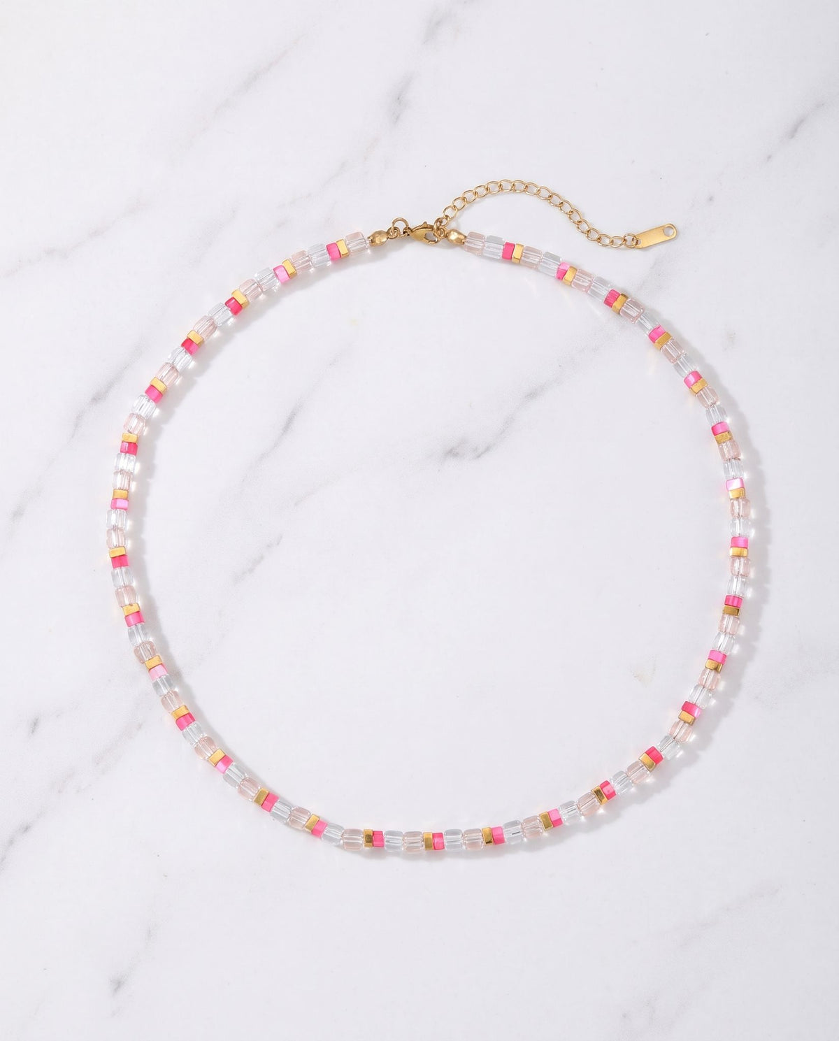 Collier ras-du-cou perles vertes